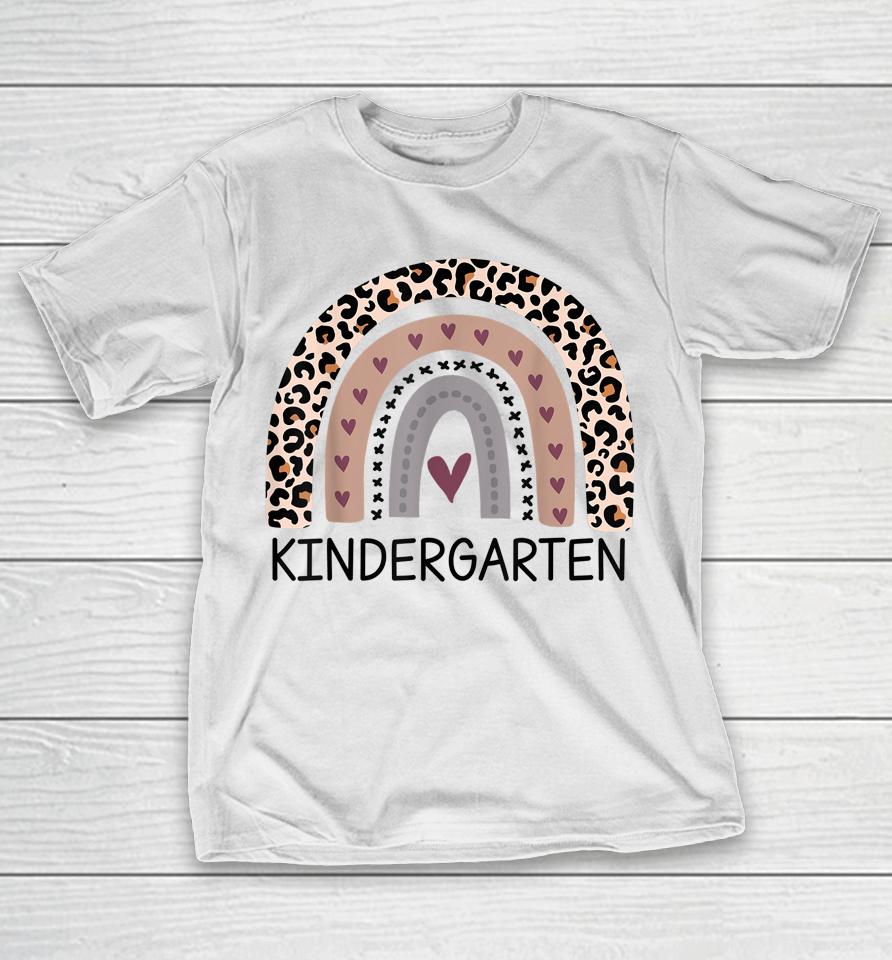 Leopard Rainbow Kindergarten Teacher First Day Of School T-Shirt