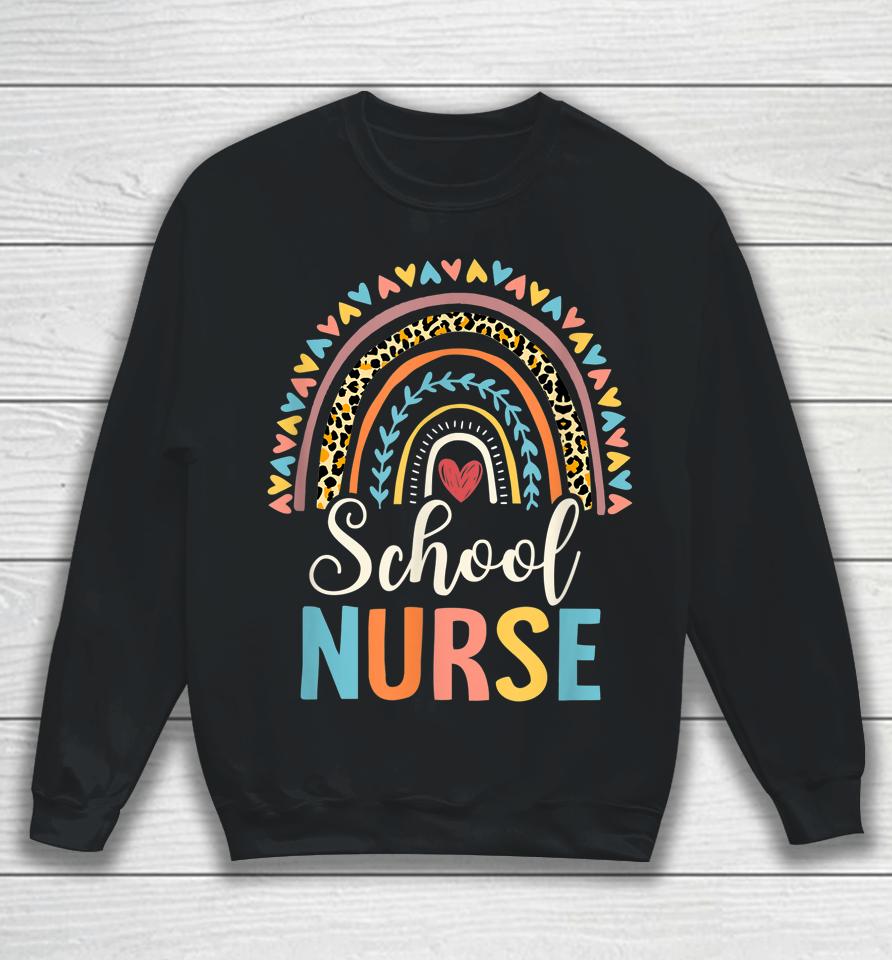 Leopard Rainbow Nursing Nurse Week Back To School Sweatshirt