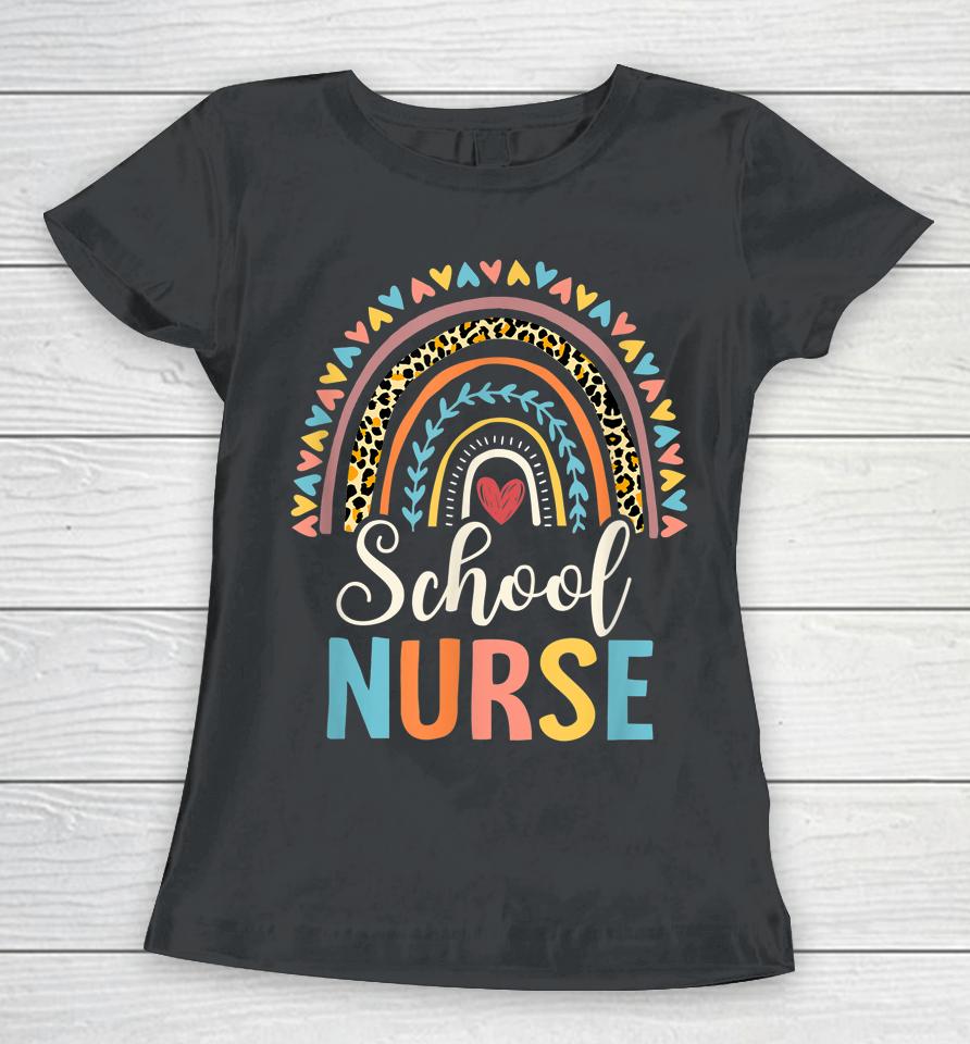 Leopard Rainbow Nursing Nurse Week Back To School Women T-Shirt