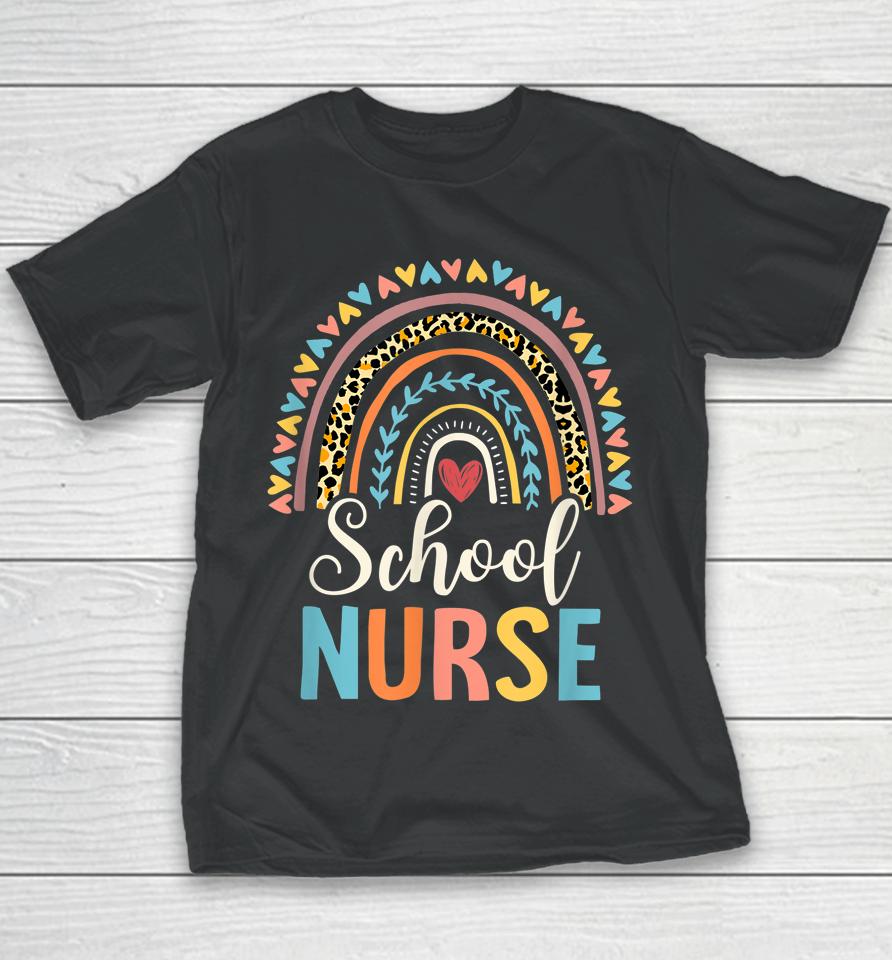 Leopard Rainbow Nursing Nurse Week Back To School Youth T-Shirt