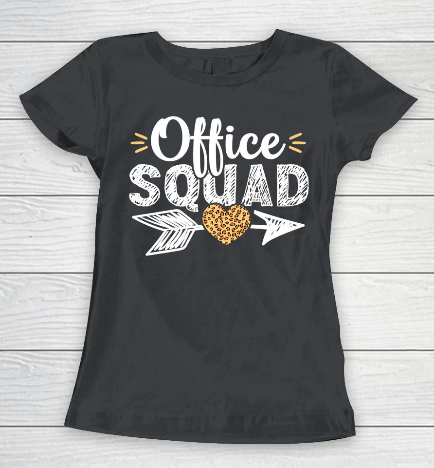 Leopard School Secretary Office Squad Clerk Appreciation Women T-Shirt