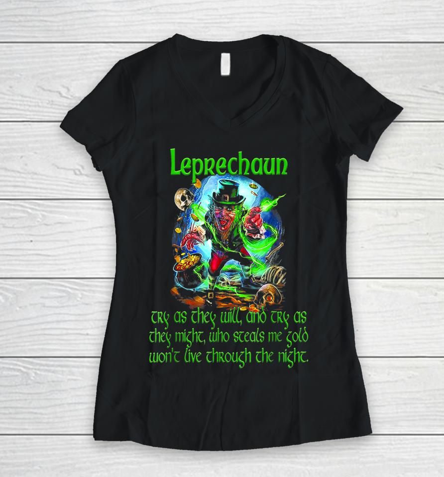 Leprechaun Horror Movie St Patrick's Day Women V-Neck T-Shirt