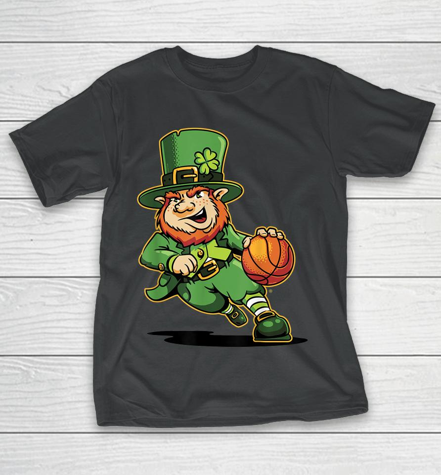 Leprechaun Kids Basketball St Patricks Day Lucky Basketball T-Shirt