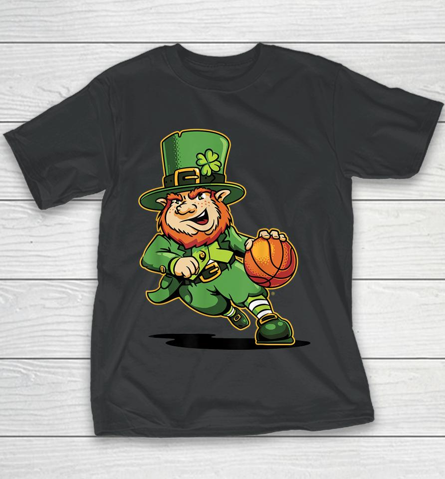 Leprechaun Kids Basketball St Patricks Day Lucky Basketball Youth T-Shirt