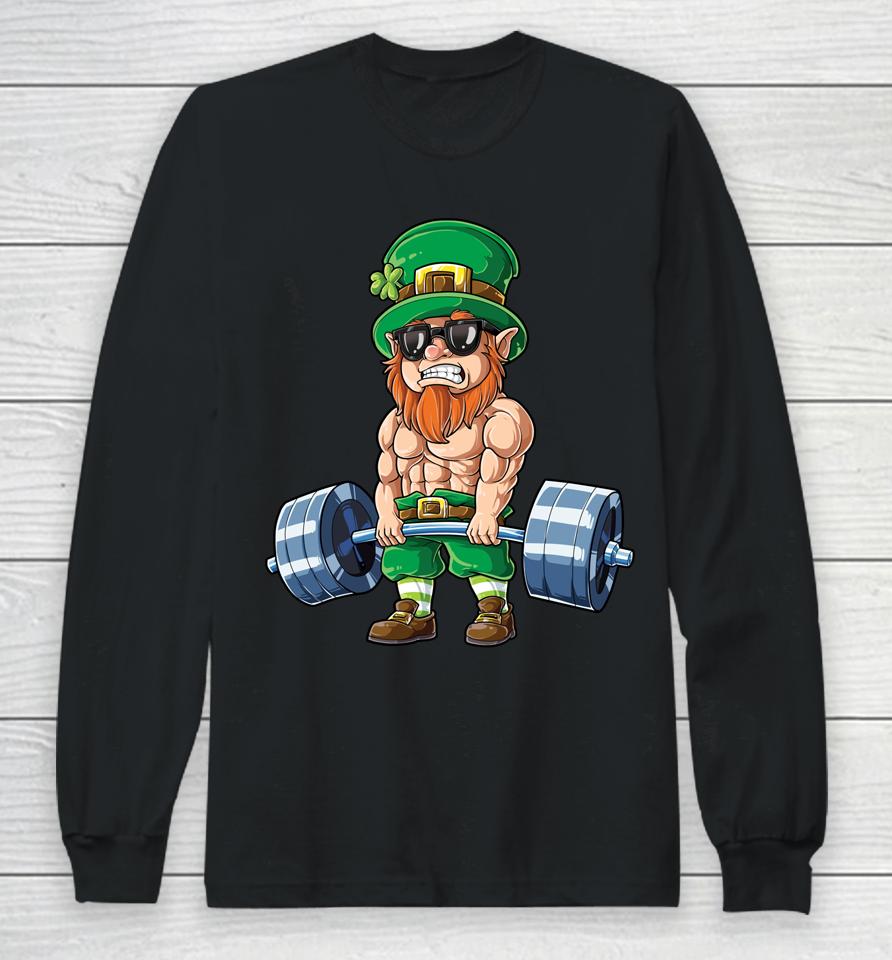 Leprechaun St Patrick's Day Weightlifting Deadlift Fitness Long Sleeve T-Shirt