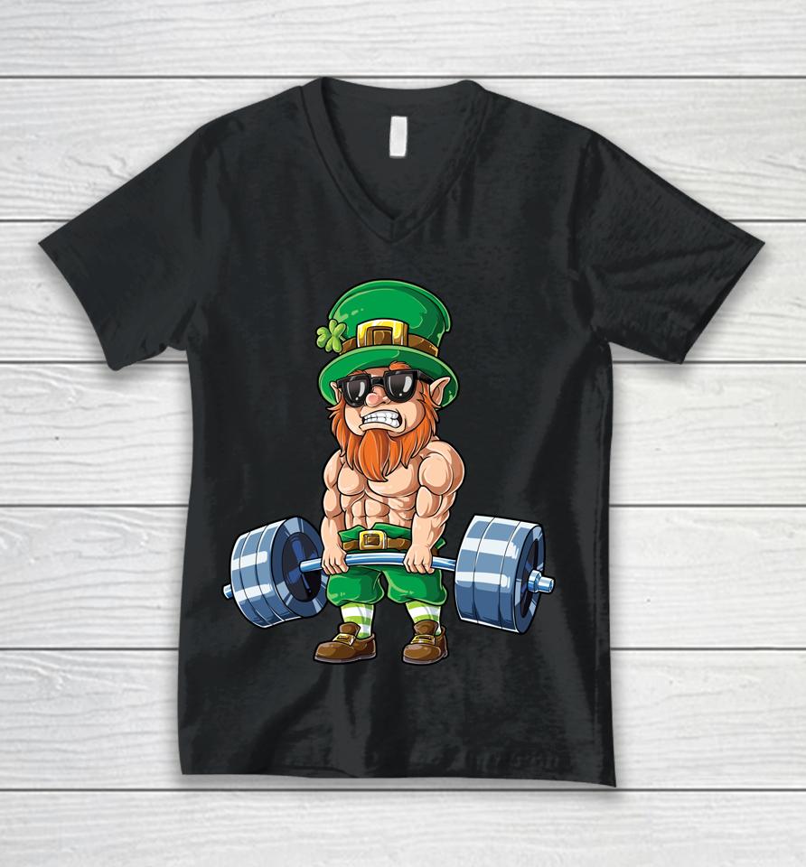 Leprechaun St Patrick's Day Weightlifting Deadlift Fitness Unisex V-Neck T-Shirt