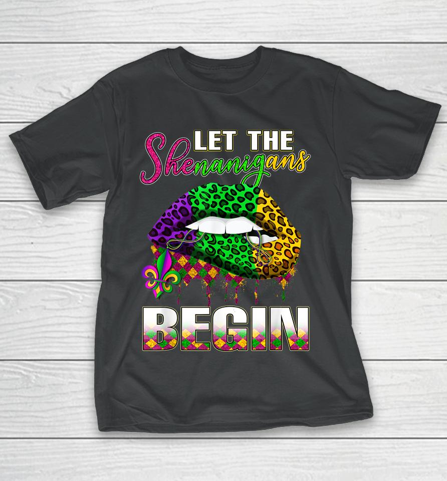 Let Shenanigans Begin Lips Mardi Gras T-Shirt