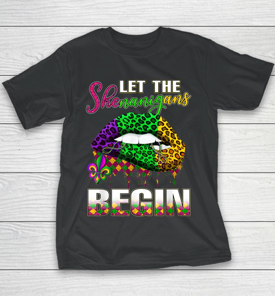 Let Shenanigans Begin Lips Mardi Gras Youth T-Shirt