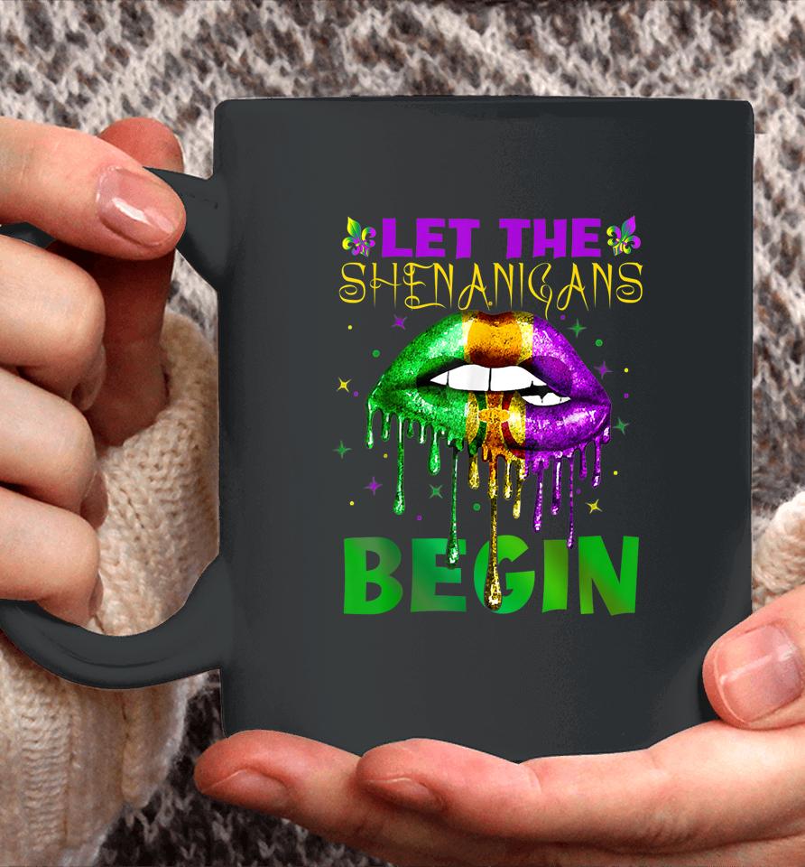 Let The Shenanigans Begin Mardi Gras Sexy Lips Coffee Mug