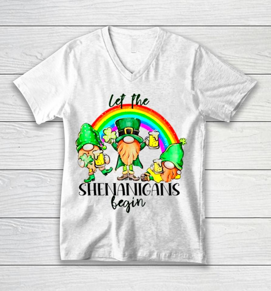 Let The Shenanigans Begin Saint Patrick’s Day Unisex V-Neck T-Shirt