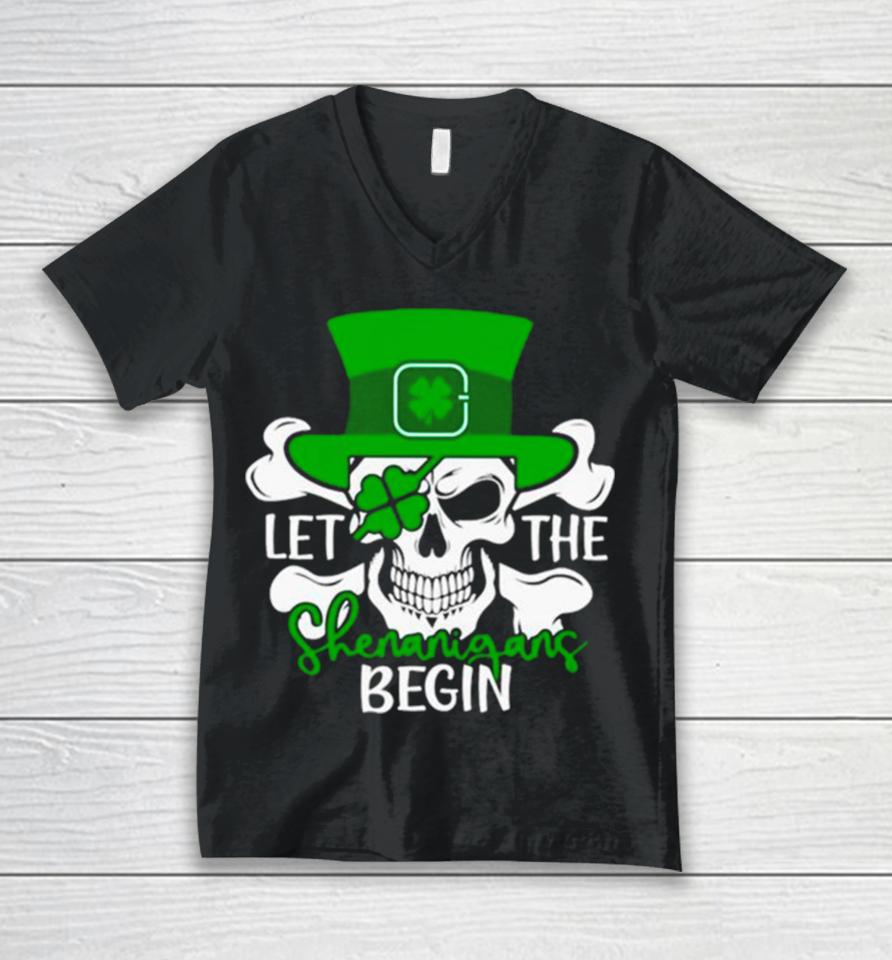 Let The Shenanigans Begin St Patrick’s Day Unisex V-Neck T-Shirt