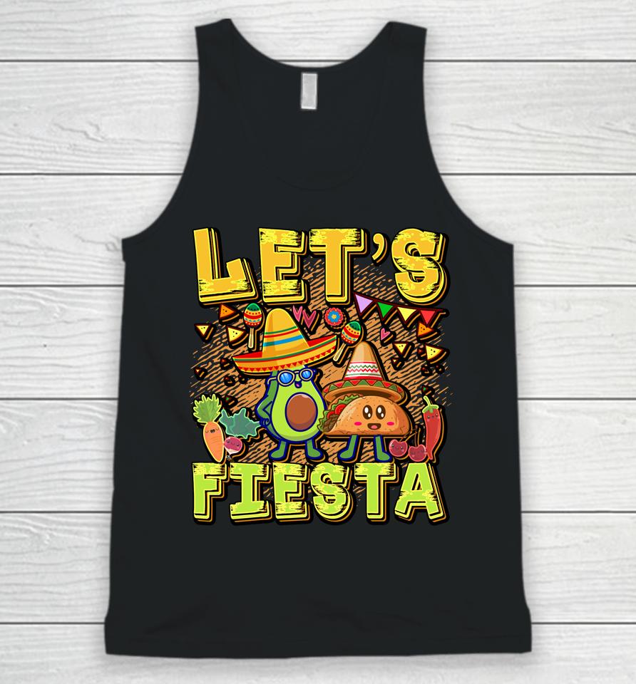 Let's Fiesta Cinco De Mayo Cartoon Taco And Avocado Unisex Tank Top