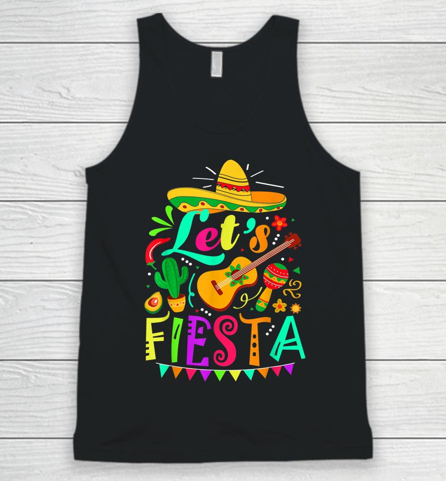 Let's Fiesta Cinco De Mayo Mexican Guitar Cactus Unisex Tank Top