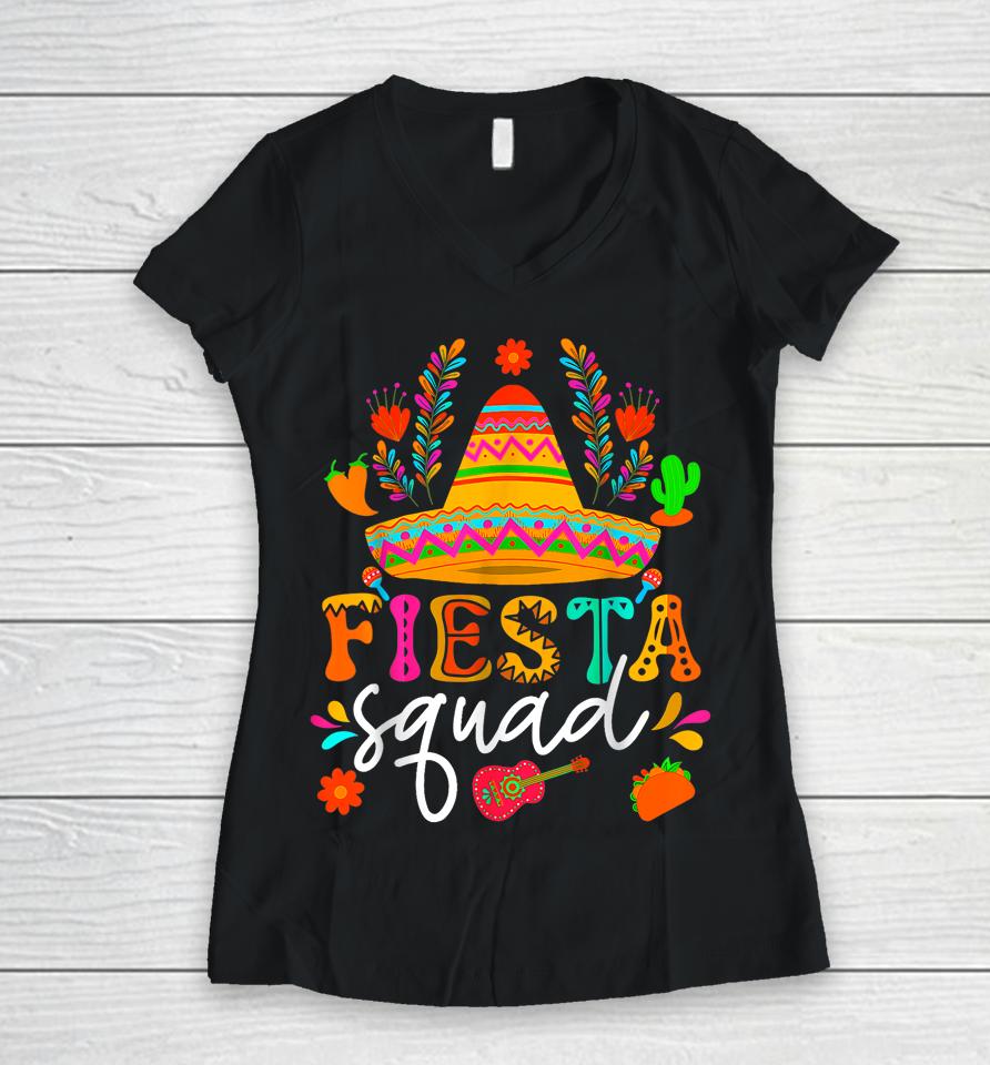Let's Fiesta Cinco De Mayo Sombrero Squad 5 De Mayo Mexican Women V-Neck T-Shirt