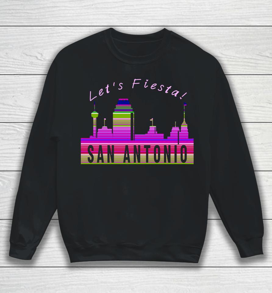 Let's Fiesta San Antonio Texas Skyline Serape Blanket Art Sweatshirt
