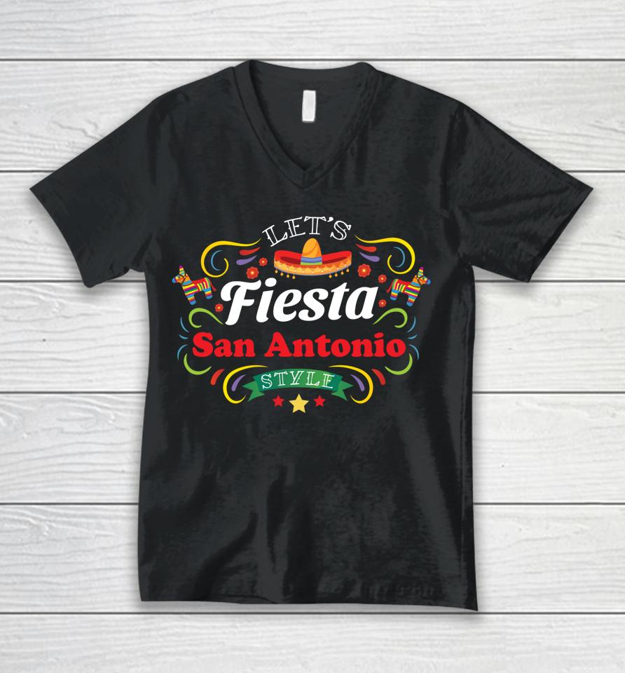 Let's Fiesta Shirt Drinking Party San Antonio Cinco De Mayo Unisex V-Neck T-Shirt