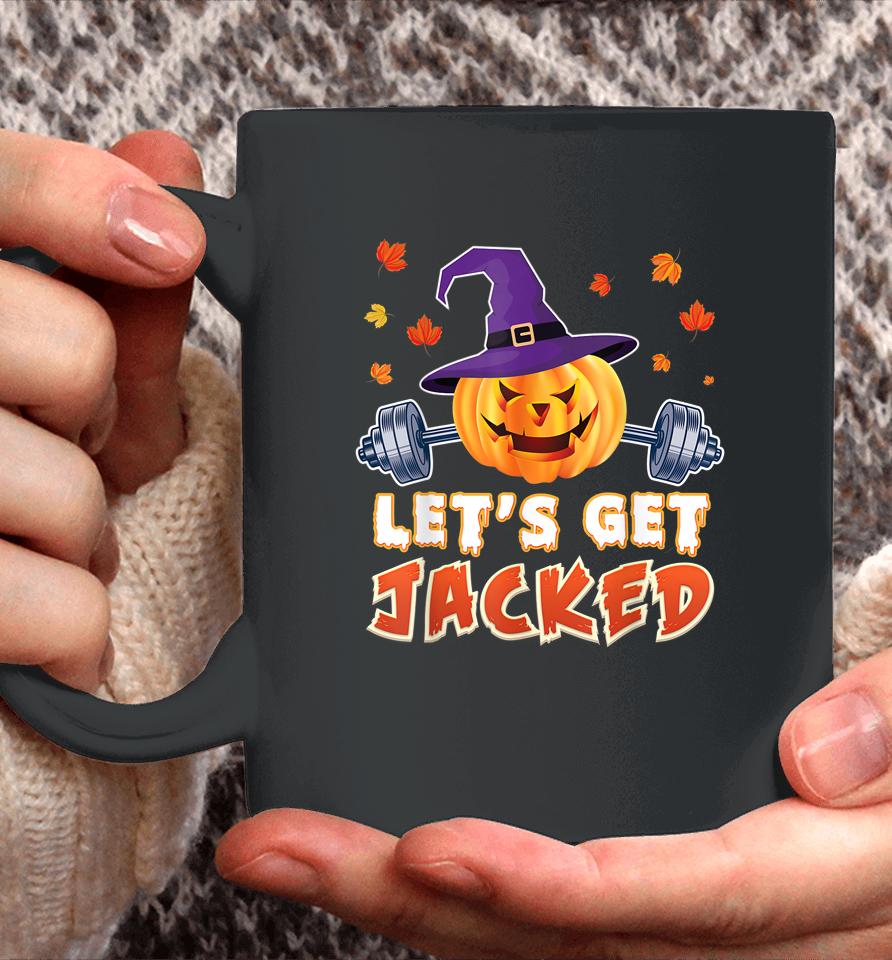 Let's Get Jacked Gym Weightlifting Halloween Pumpkin Scary Coffee Mug