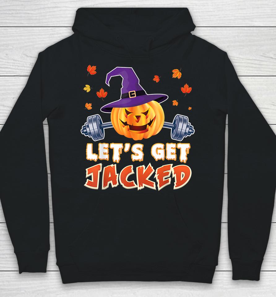 Let's Get Jacked Gym Weightlifting Halloween Pumpkin Scary Hoodie