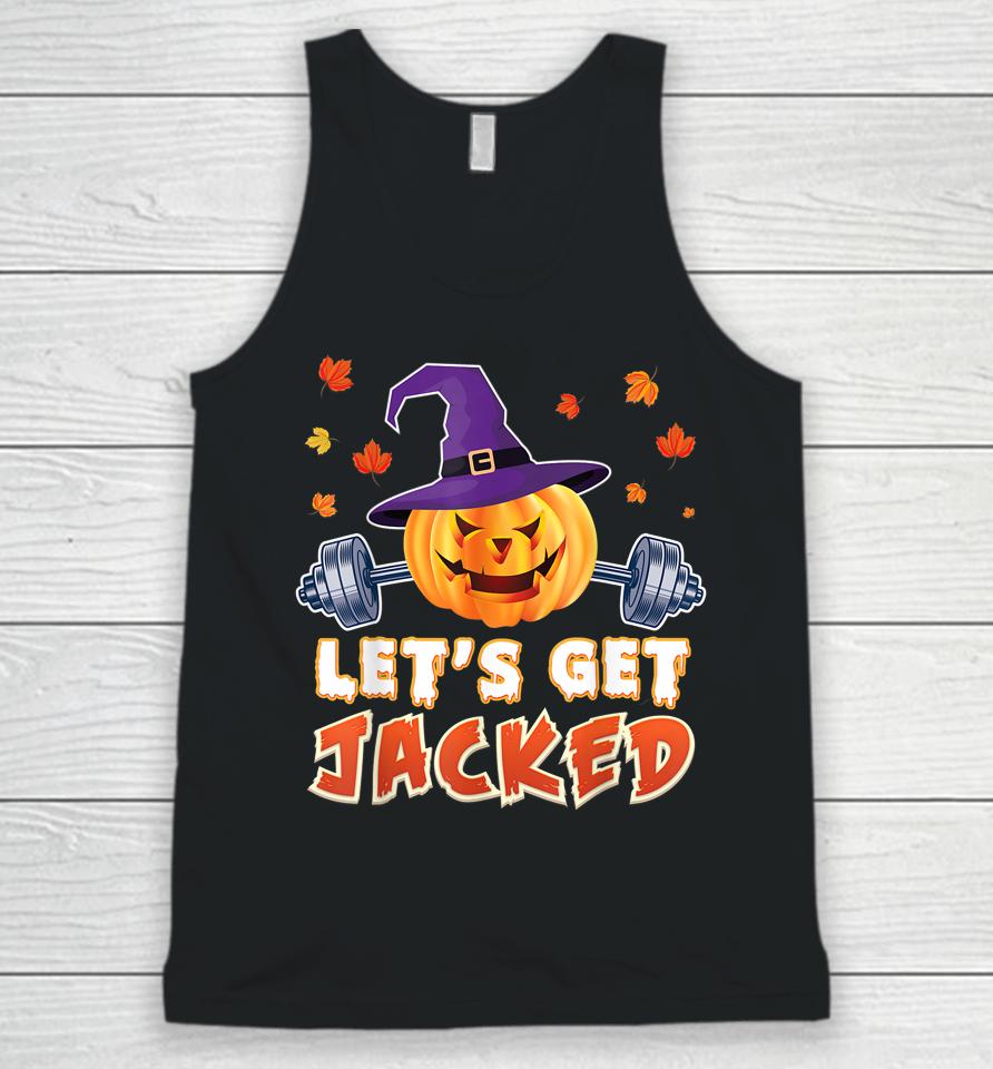 Let's Get Jacked Gym Weightlifting Halloween Pumpkin Scary Unisex Tank Top