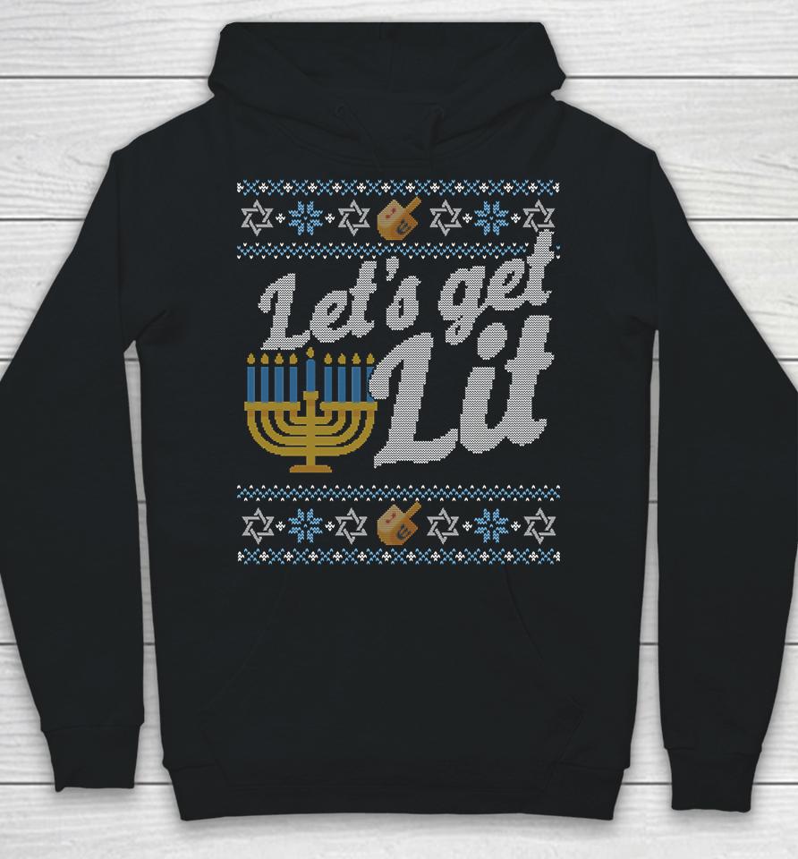 Lets Get Lit Hanukkah Ugly Hoodie