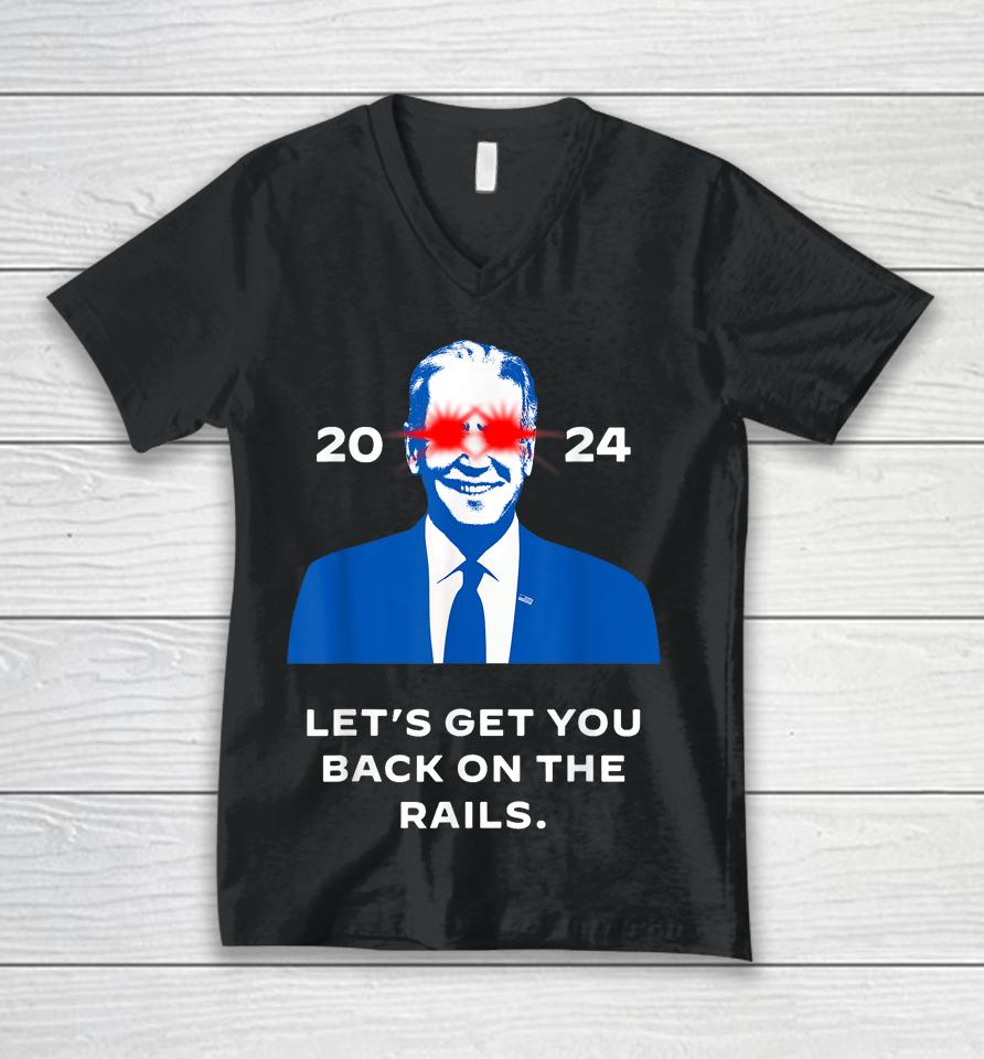 Let's Get You Back On The Rails Joe Biden Dark Brandon Meme Unisex V-Neck T-Shirt