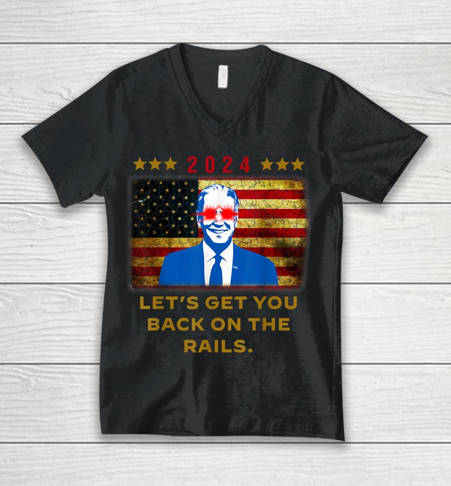 Let's Get You Back On The Rails Joe Biden Dark Brandon Meme Vintage Unisex V-Neck T-Shirt