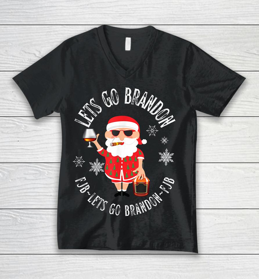 Let's Go Brandon Christmas Eve Holiday Santa Unisex V-Neck T-Shirt