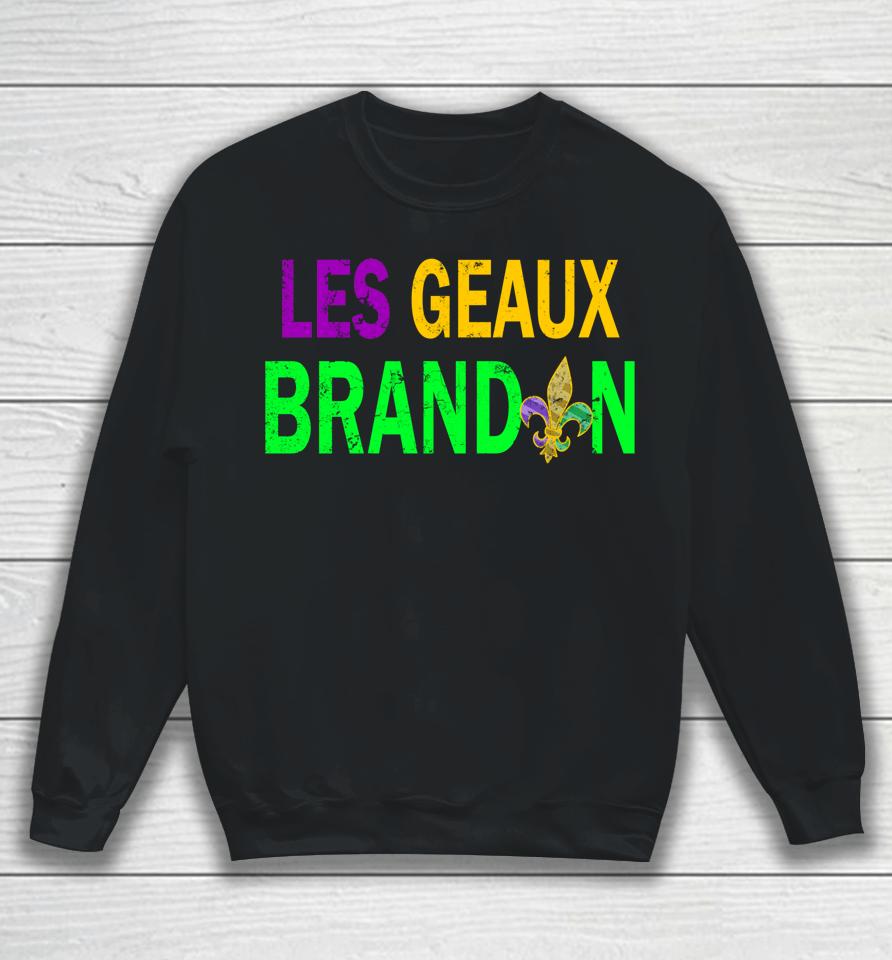 Let's Go Brandon Funny Les Geaux Brandon Mardi Gras Sweatshirt