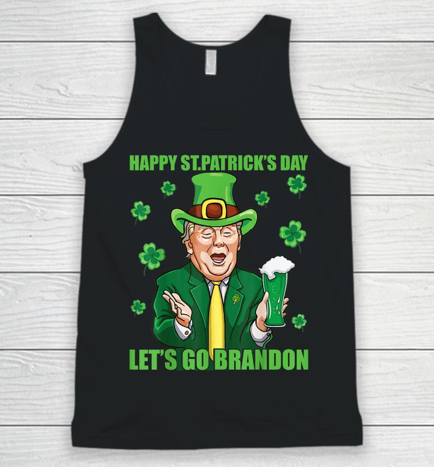 Let's Go Brandon Shamrock Happy St Patrick's Day Trump Beer Unisex Tank Top