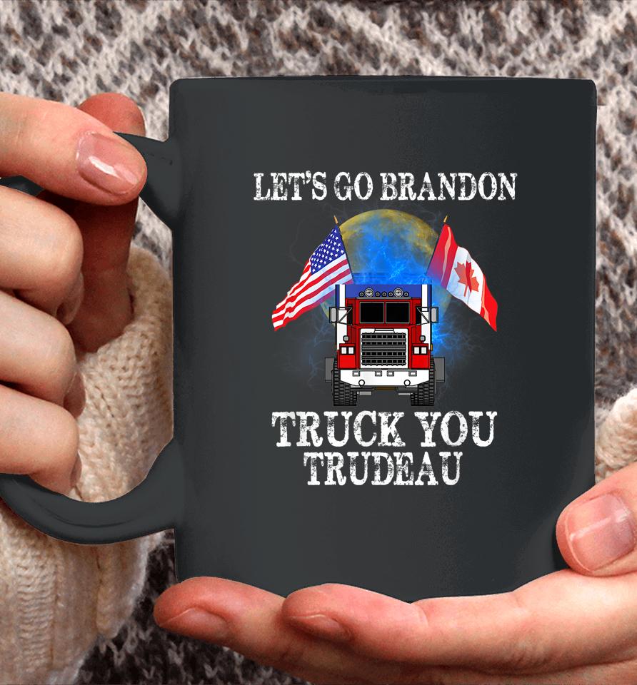 Lets Go Brandon Truck You Trudeau Usa Canada Flag Truckers Vintage Coffee Mug