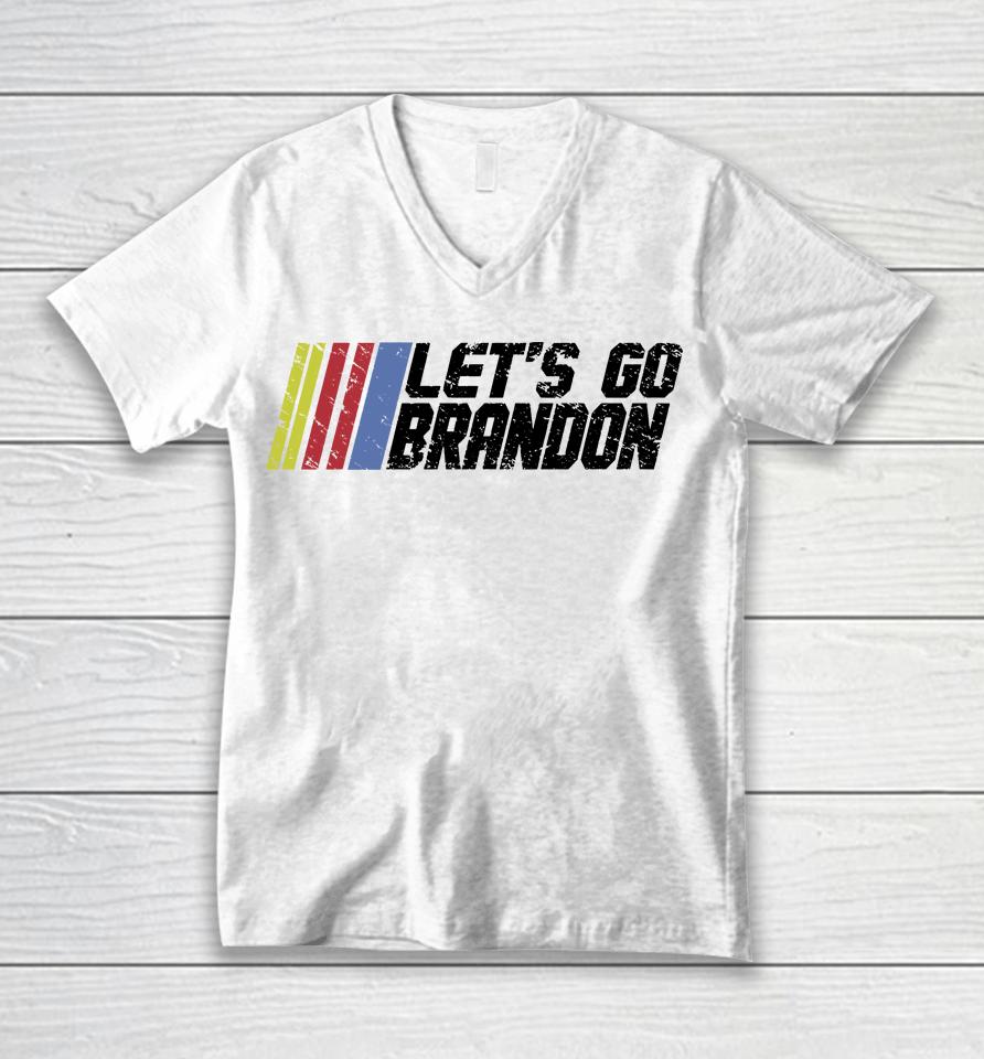 Let's Go Brandon White Unisex V-Neck T-Shirt