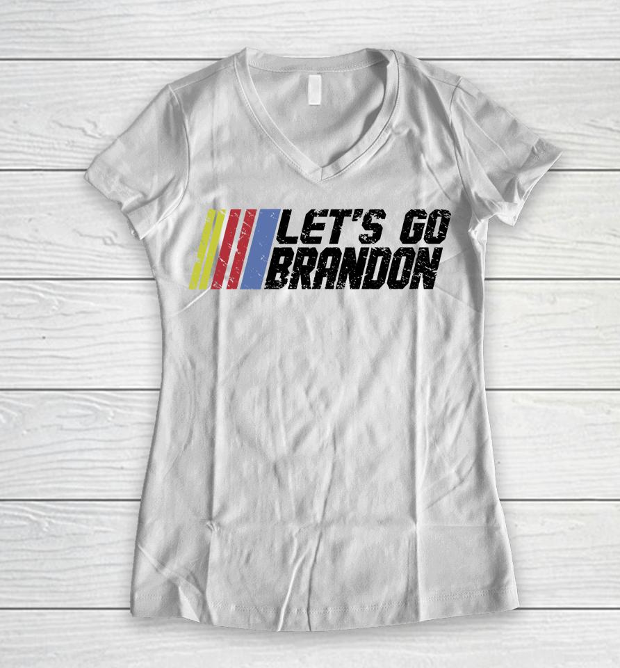Let's Go Brandon White Women V-Neck T-Shirt