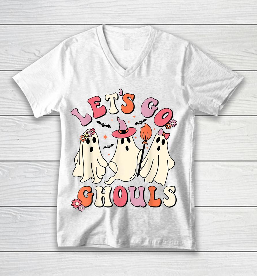 Let's Go Ghouls Funny Ghost Halloween Unisex V-Neck T-Shirt