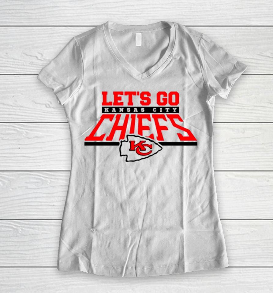 Let’s Go Kansas City Chiefs Nfl Football Women V-Neck T-Shirt