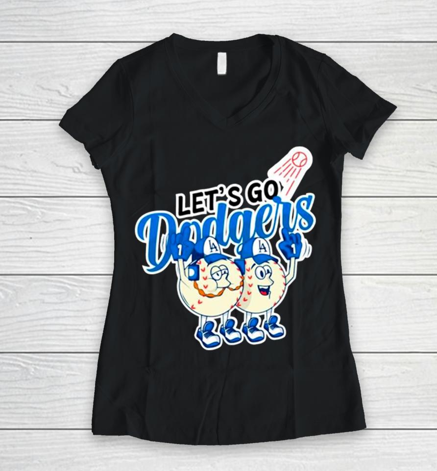 Let’s Go Los Angeles Dodgers Baseball Women V-Neck T-Shirt