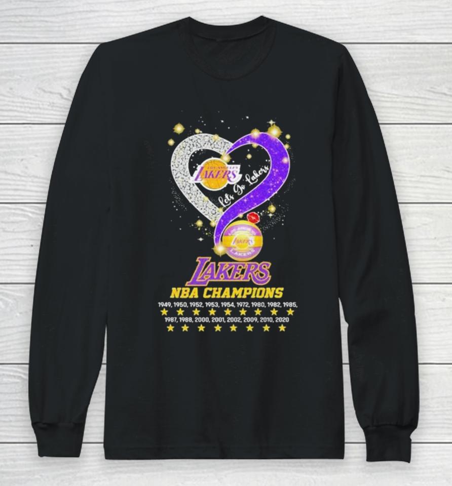 Let’s Go Los Angeles Lakers Nba Champions 1949 2020 Diamond Heart Long Sleeve T-Shirt
