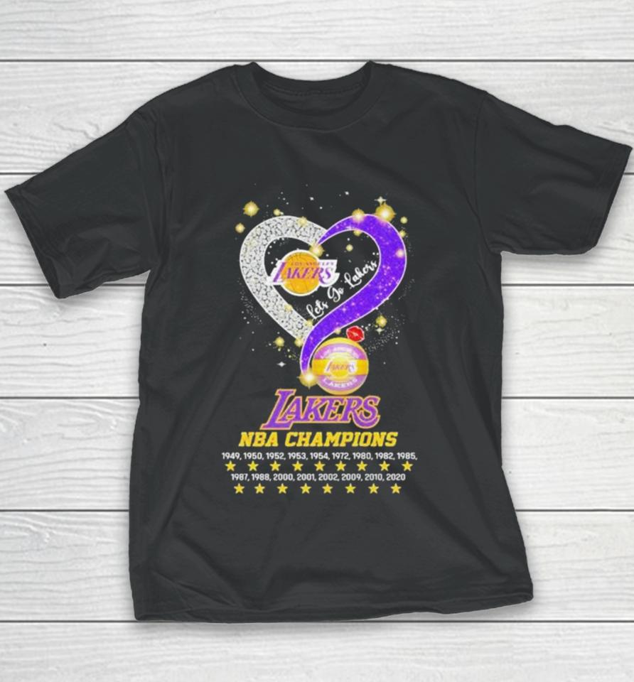 Let’s Go Los Angeles Lakers Nba Champions 1949 2020 Diamond Heart Youth T-Shirt