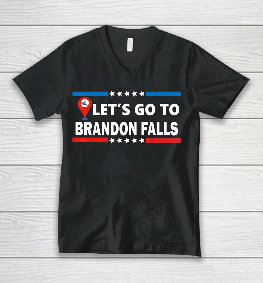 Let's Go To Brandon Falls Historical Landmark On Map Unisex V-Neck T-Shirt
