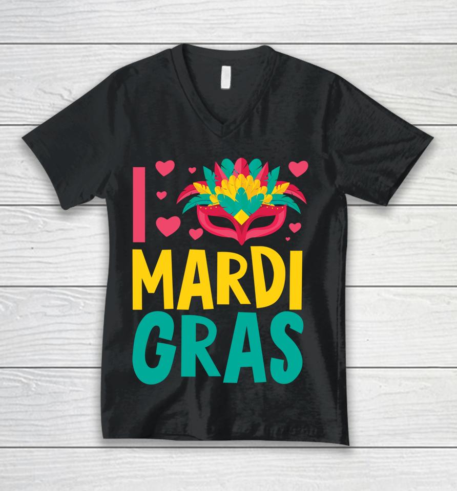 Let's Mardi Gras Y'all Celebrating Party Love Mardi Gras Unisex V-Neck T-Shirt