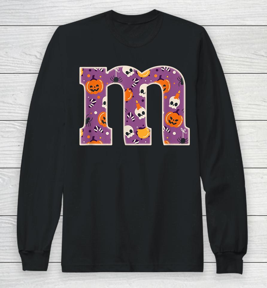 Letter M Chocolate Candy Halloween Team Groups Costume Long Sleeve T-Shirt