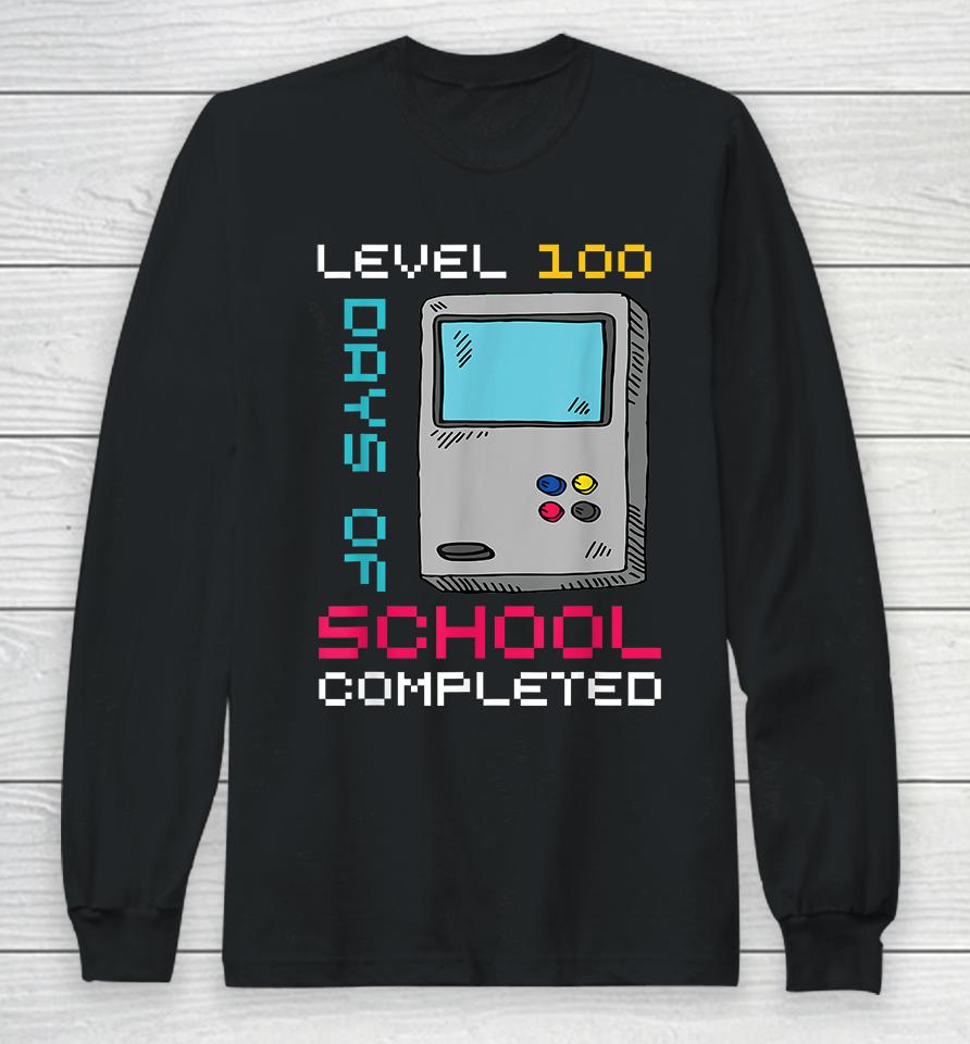 Level 100 Days Of School Completed Gamer 100Th Day Gifts Boy Long Sleeve T-Shirt
