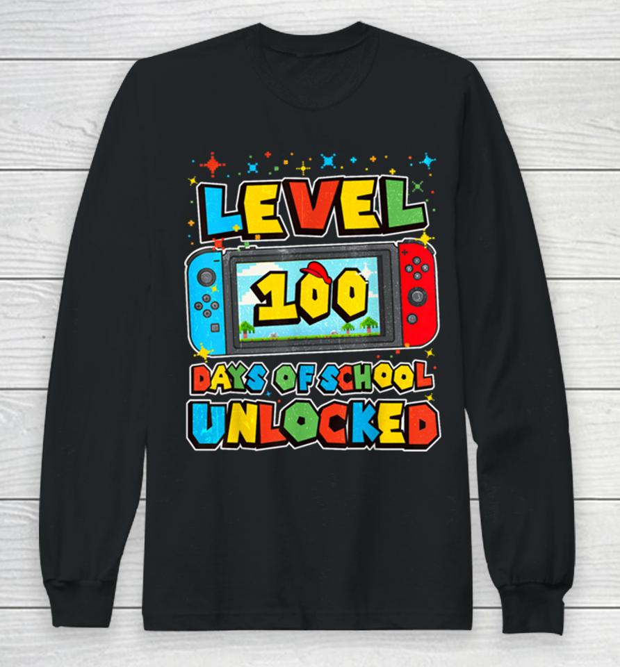 Level 100 Days Of School Unlocked Boys Gamer Video Games Long Sleeve T-Shirt
