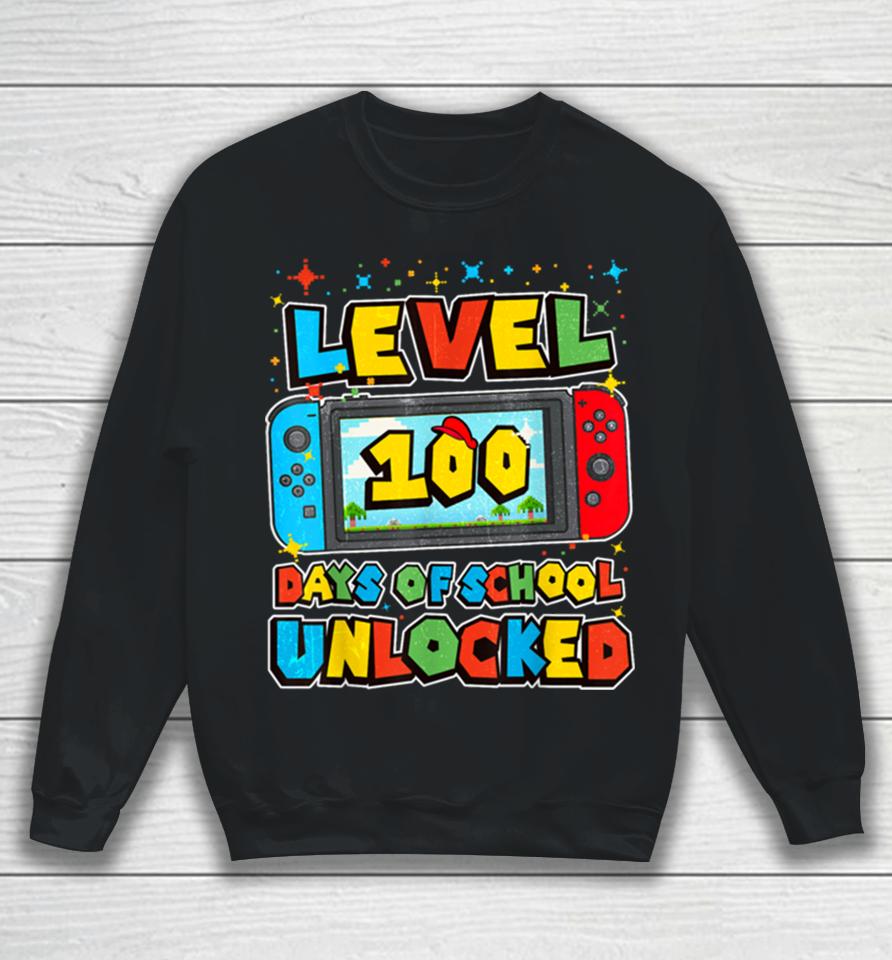 Level 100 Days Of School Unlocked Boys Gamer Video Games Sweatshirt