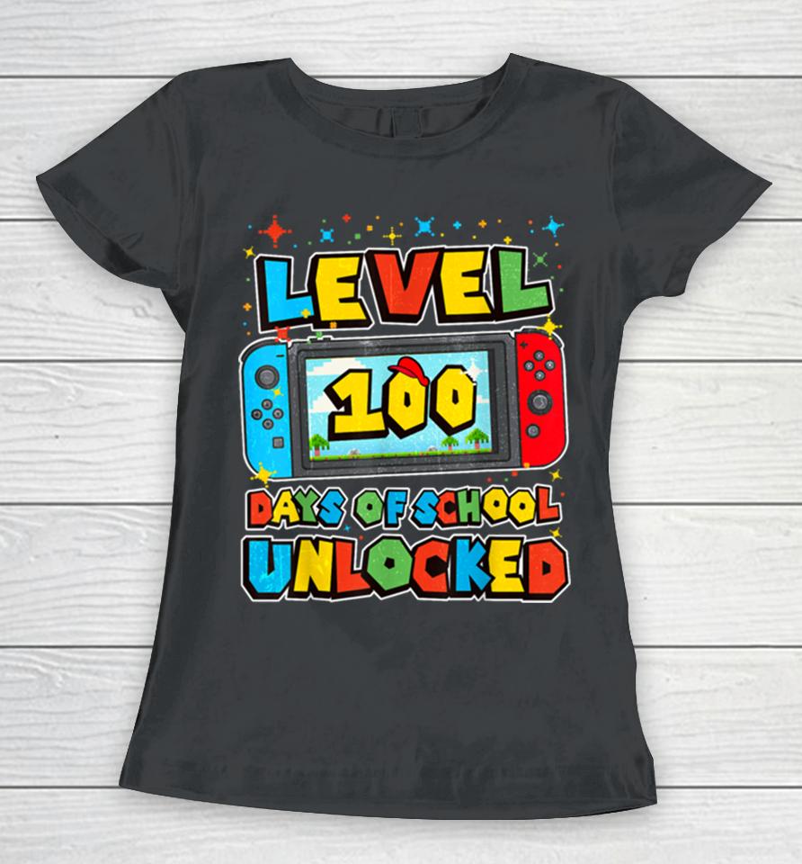 Level 100 Days Of School Unlocked Boys Gamer Video Games Women T-Shirt