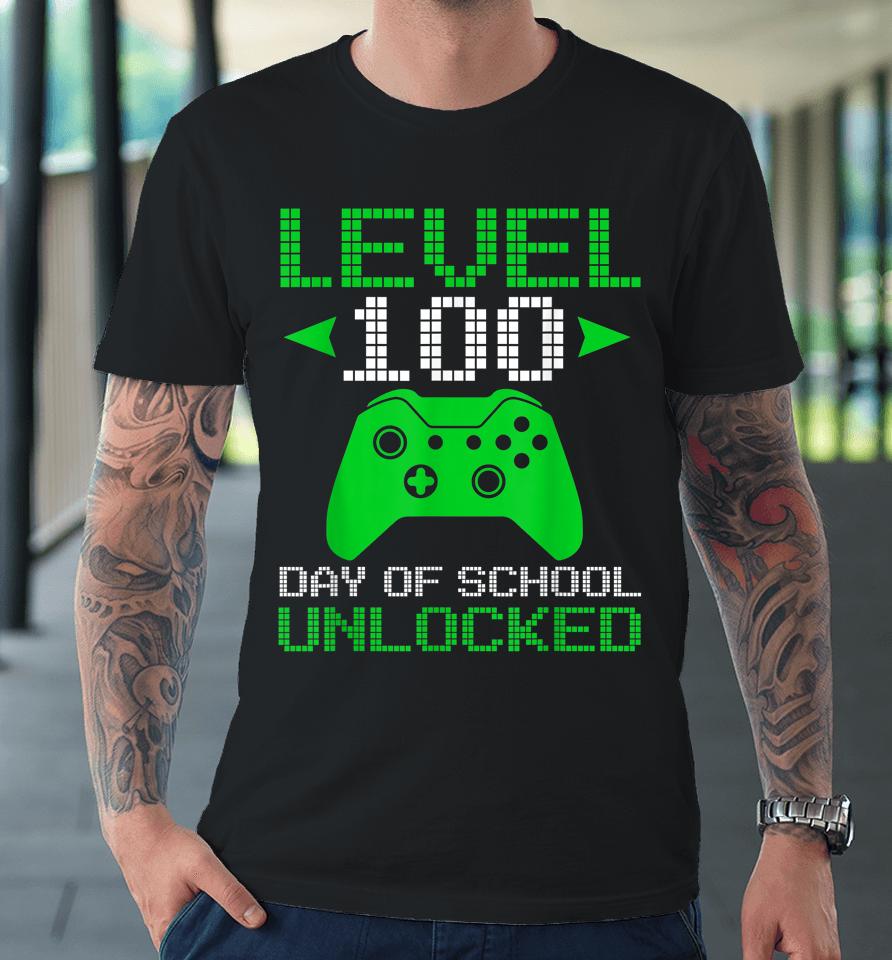 Level 100 Days Of School Unlocked Gamer Video Games Premium T-Shirt