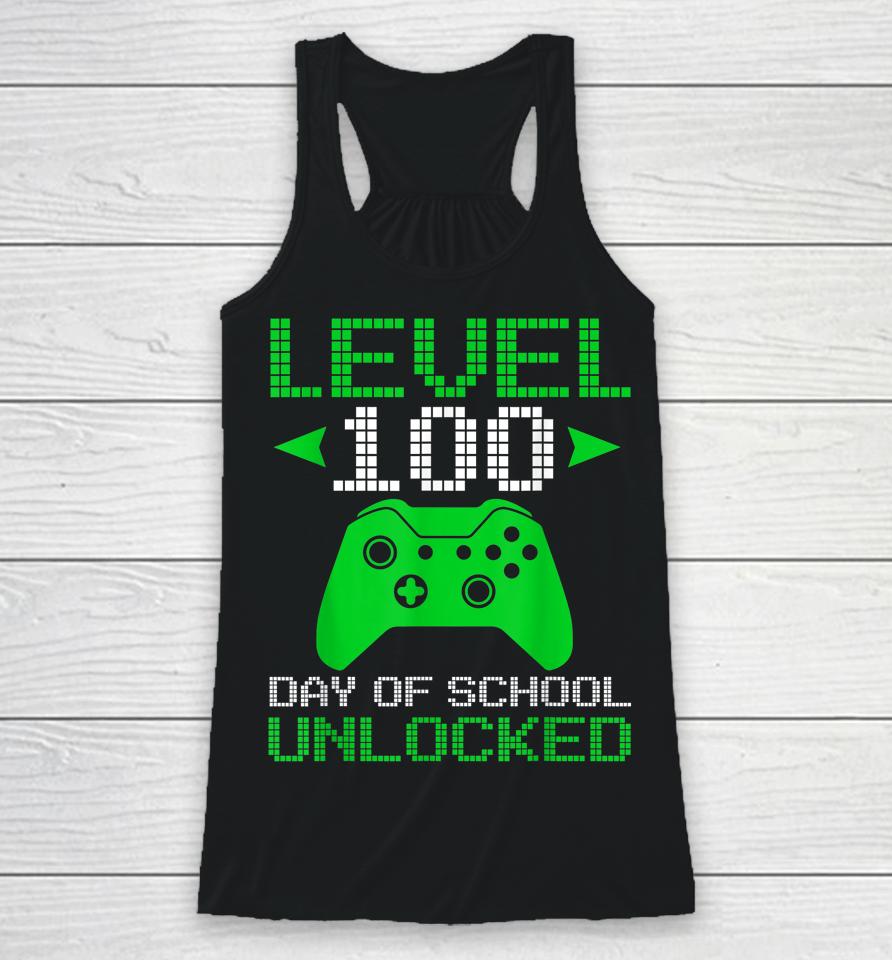 Level 100 Days Of School Unlocked Gamer Video Games Racerback Tank