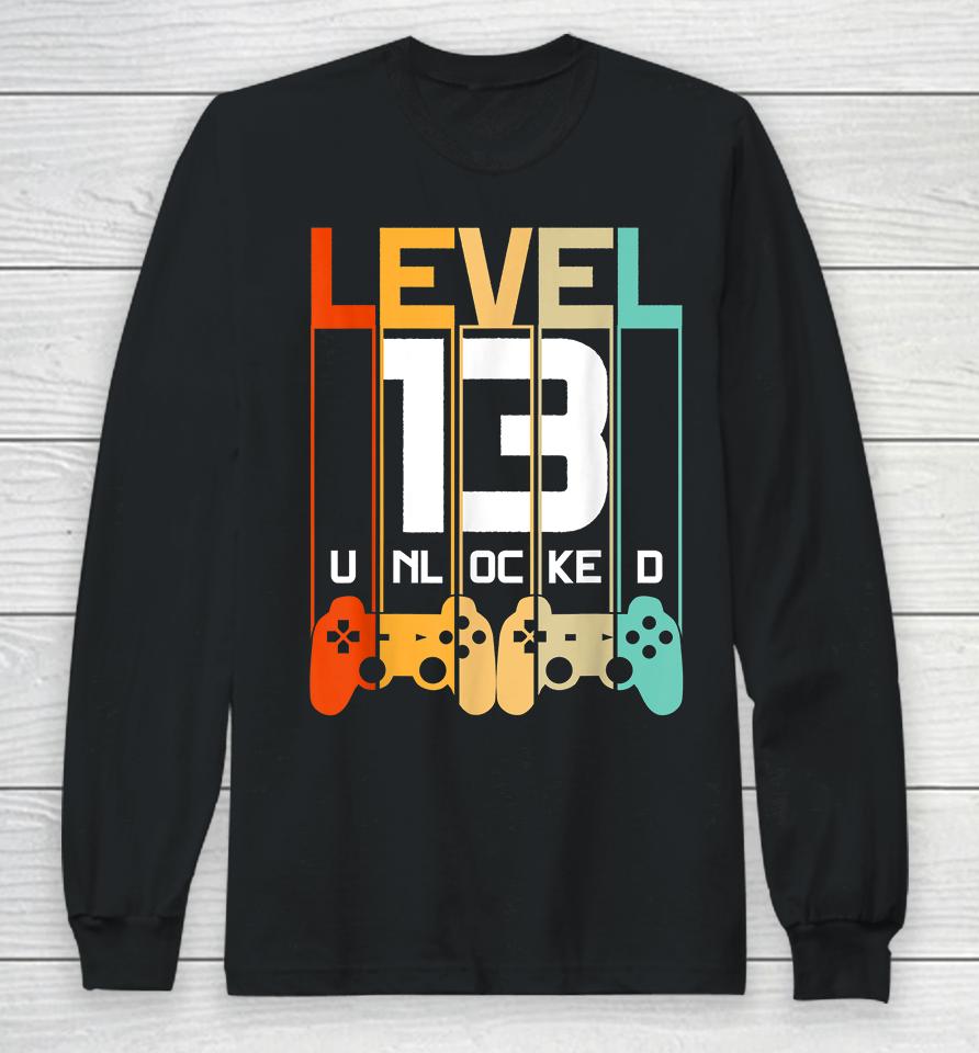 Level 13 Unlocked 13Th Birthday Matching Video Game Long Sleeve T-Shirt