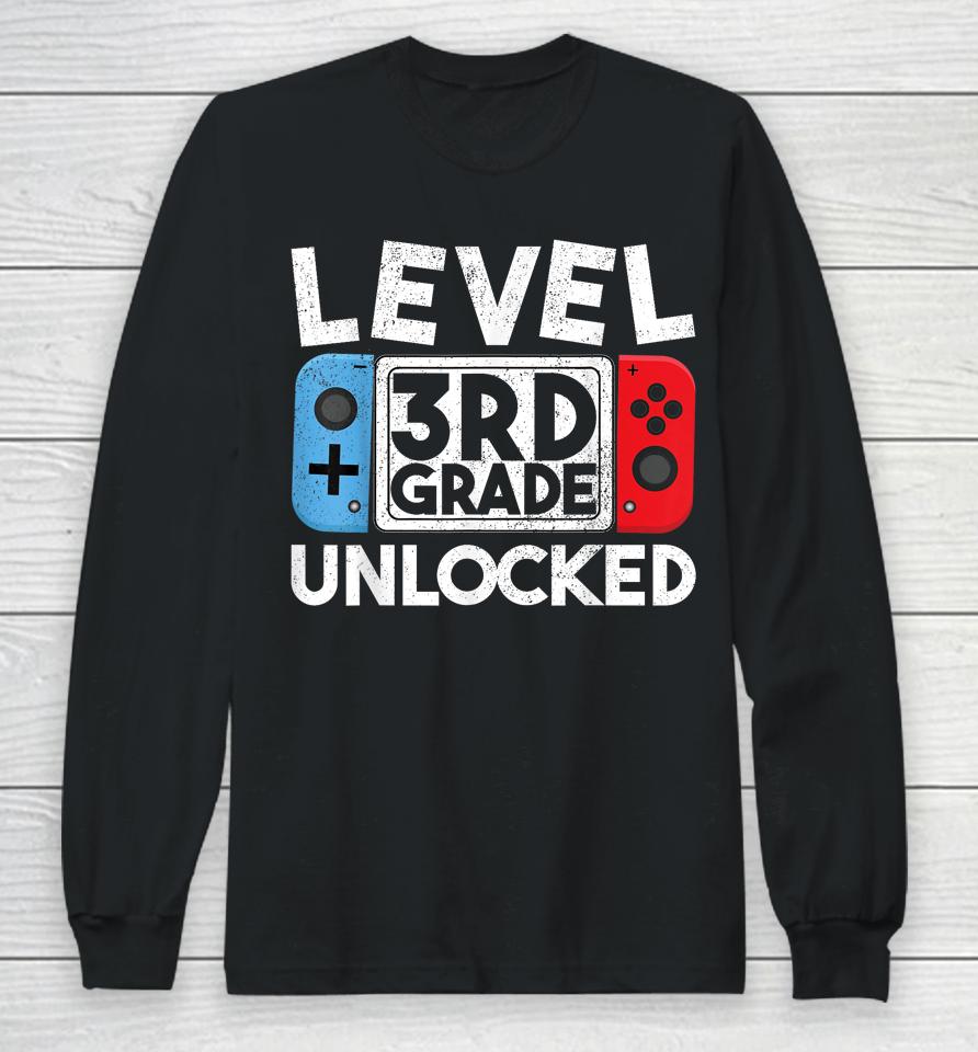 Level 3Rd Grade Unlocked Back To School First Day Boy Girl Long Sleeve T-Shirt