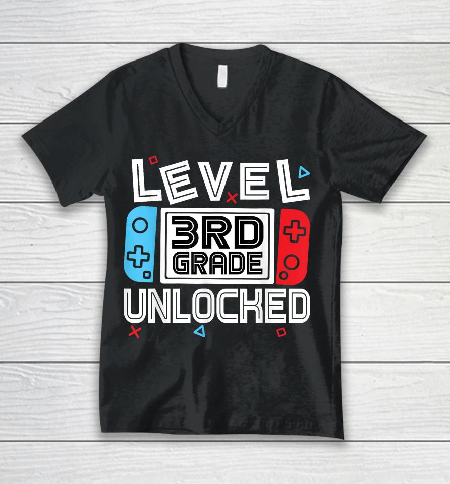 Level 3Rd Grade Unlocked Back To School First Day Boy Girl Unisex V-Neck T-Shirt