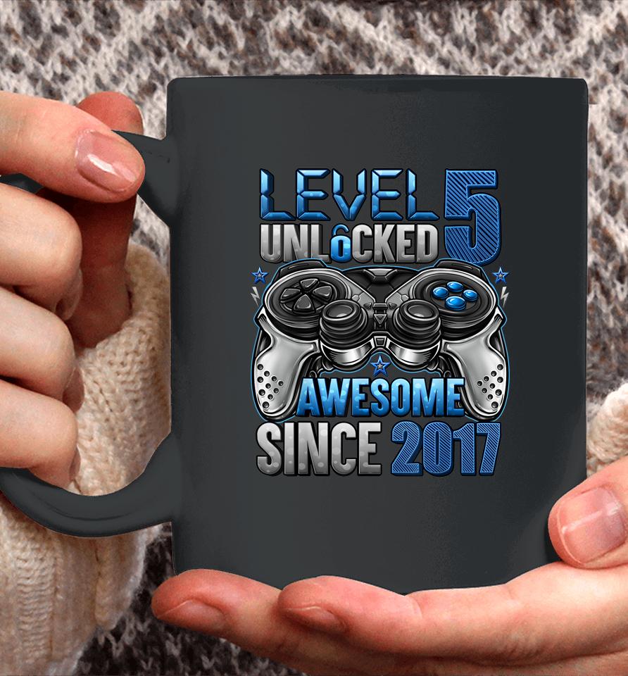 Level 5 Unlocked Awesome Since 2017 5Th Birthday Gifts Boys Coffee Mug
